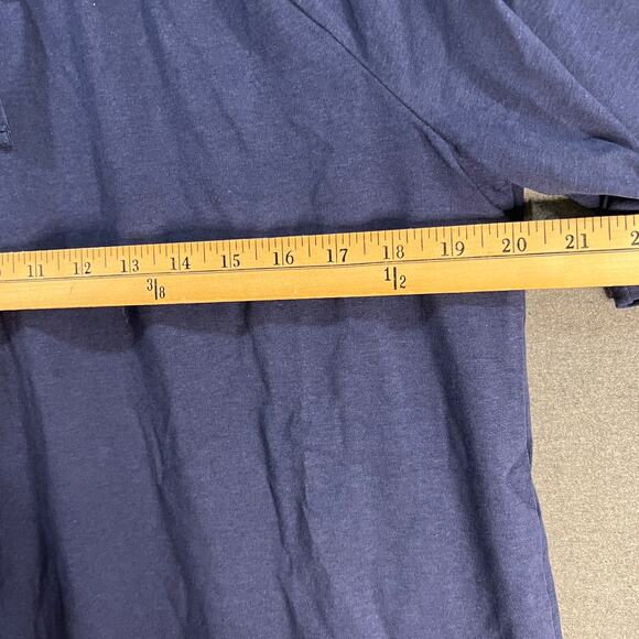 Denim & Co. Jersey Split V-Neck Short Sleeve Top w/ Lace Trim Navy, Medium - Picture 5 of 9